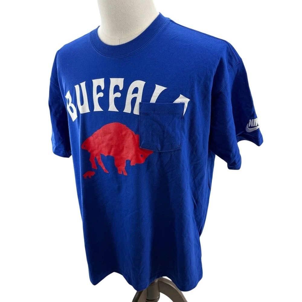 Nike Buffalo Bills Graphic Tee Shirt Blue Pocket Tee Mens Large NEW